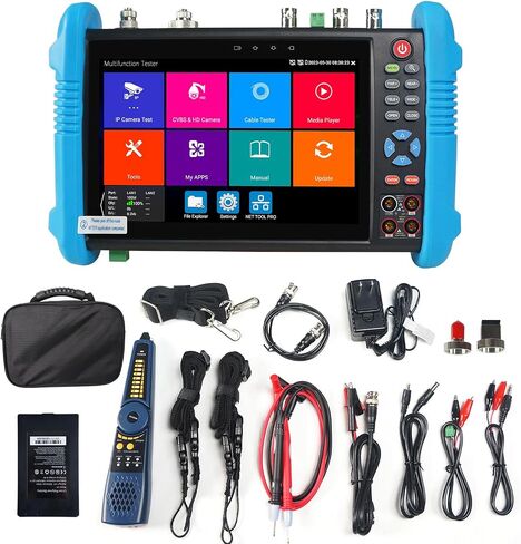 جهاز اختبار كاميرا IP 8K، جهاز اختبار CCTV الكل في واحد من WANLUTECH بشاشة لمس 7 بوصة TVI CVI AHD SDI CVBS جهاز اختبار الكاميرا DMM OPM VFL TDR أدوات شبكة اختبار واي فاي PoE HDMI VGA (IPC-9800CLMOVTADHS Pro) in Kuwait
