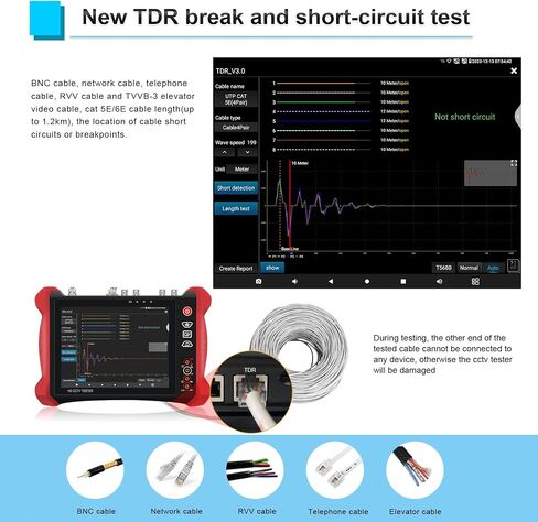 جهاز اختبار كاميرا IP 8K، جهاز اختبار CCTV الكل في واحد من WANLUTECH بشاشة لمس 7 بوصة TVI CVI AHD SDI CVBS جهاز اختبار الكاميرا DMM OPM VFL TDR أدوات شبكة اختبار واي فاي PoE HDMI VGA (IPC-9800CLMOVTADHS Pro) in Kuwait