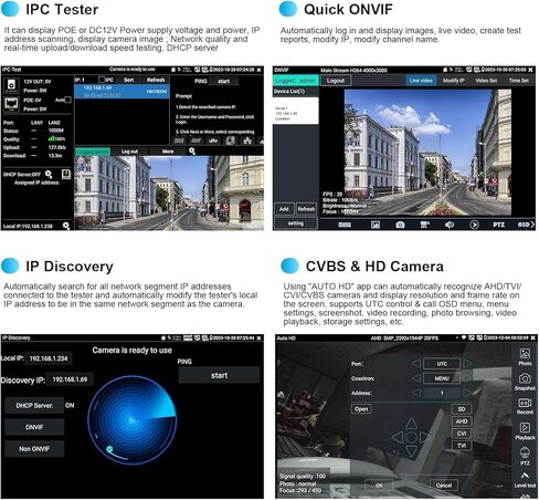 جهاز اختبار كاميرا IP 8K، جهاز اختبار CCTV الكل في واحد من WANLUTECH بشاشة لمس 7 بوصة TVI CVI AHD SDI CVBS جهاز اختبار الكاميرا DMM OPM VFL TDR أدوات شبكة اختبار واي فاي PoE HDMI VGA (IPC-9800CLMOVTADHS Pro) in Kuwait