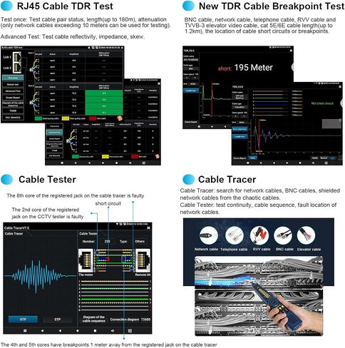 جهاز اختبار كاميرا IP 8K، جهاز اختبار CCTV الكل في واحد من WANLUTECH بشاشة لمس 7 بوصة TVI CVI AHD SDI CVBS جهاز اختبار الكاميرا DMM OPM VFL TDR أدوات شبكة اختبار واي فاي PoE HDMI VGA (IPC-9800CLMOVTADHS Pro) in Kuwait