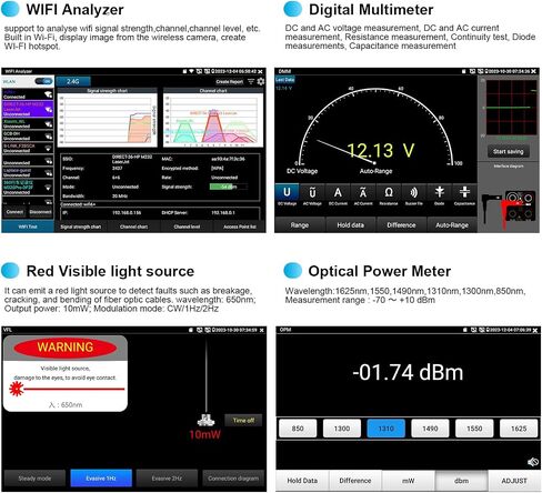 جهاز اختبار كاميرا IP 8K، جهاز اختبار CCTV الكل في واحد من WANLUTECH بشاشة لمس 7 بوصة TVI CVI AHD SDI CVBS جهاز اختبار الكاميرا DMM OPM VFL TDR أدوات شبكة اختبار واي فاي PoE HDMI VGA (IPC-9800CLMOVTADHS Pro) in Kuwait