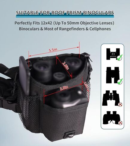 GAIARENA Binocular Harness Chest Pack, Waterproof Bino Harness with Rangefinder Pouch for 20x50 Binoculars Bino Chest Harness Adjustable Binocular Chest Pack for Hunting Hiking (Full Size) in Saudi Arabia
