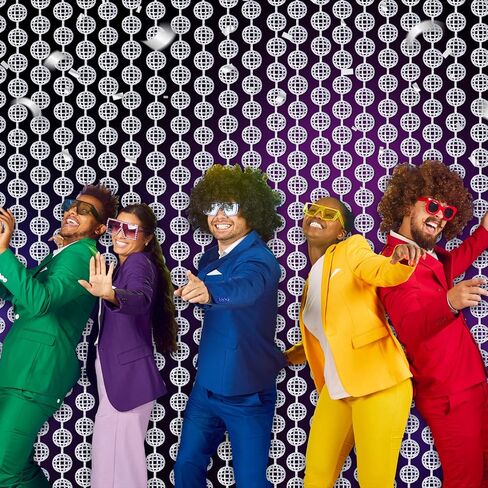 Disco Party Decorations, 4 Pack Disco Ball Photo Booth Props,3.3x6.6 ft Silver Foil Fringe Curtains Photo Backdrop for The 70s & 80s Last Disco Bachelorette, Decades, Taylor Party Decor in Kuwait