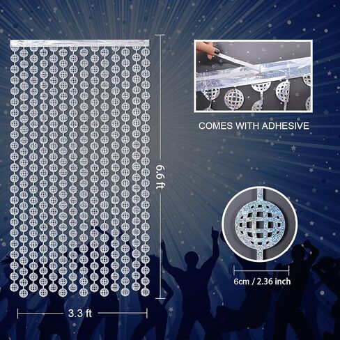 Disco Party Decorations, 4 Pack Disco Ball Photo Booth Props,3.3x6.6 ft Silver Foil Fringe Curtains Photo Backdrop for The 70s & 80s Last Disco Bachelorette, Decades, Taylor Party Decor in Kuwait
