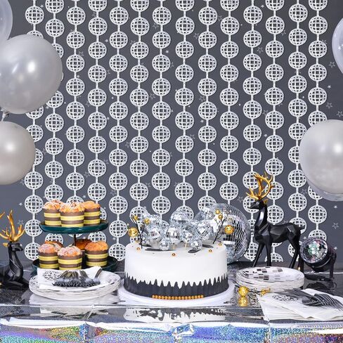 Disco Party Decorations, 4 Pack Disco Ball Photo Booth Props,3.3x6.6 ft Silver Foil Fringe Curtains Photo Backdrop for The 70s & 80s Last Disco Bachelorette, Decades, Taylor Party Decor in Kuwait