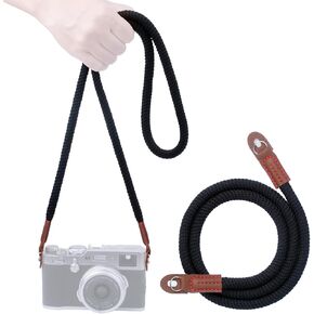 VKO Camera Strap for Man Woman Photographer Soft Rope Neck Shoulder Strap for DSLR SLR Mirrorless Camera with Round Hole Interface 120cm Black