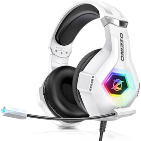 Gaming Headset for PC, Ps4, Ps5, Xbox Headset with 7.1 Surround Sound, Gaming Headphones with Noise Cancelling Mic RGB Light Over Ear Headphones for Xbox Series X/S, Switch-Pink