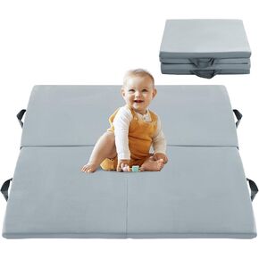 HOMBYS Memory Foam Baby Play Mat Extra Thick Foldable & Portable Playpen Mat for Kids, Toddler Crawling & Play, Super Soft Velvet with Non-Slip Backing Baby Playpen Mat, 50"x50"