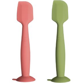 Baby Diaper Cream Spatula Soft Silicone Butt paste Applicator Diaper Cream Brush with Suction Cup Base2 Pack (Red Green) in Saudi Arabia