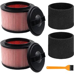 2 Pack Vacuum Filter Replacement Compatible with Vacmaster VF408, VF410P, Wet Dry Vac Beast VFB511B 0201 & Cleva Industrial VF408B, 2 Fine Dust Cartridge Filters + 2 Foam Filters + 1 Brush