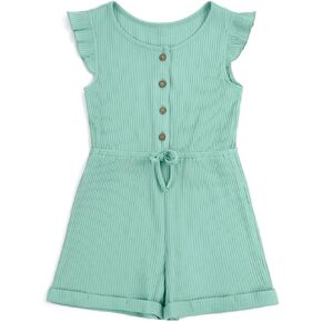 Toddler Baby Girl Summer Clothes Ruffle Sleeveless Ribbed Knitted Jumpsuit Shorts Overalls One Piece Romper Outfit
