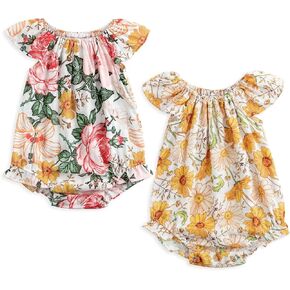 Simplee kids Baby Girls Summer Romper Onesie Infant Newborn Floral Ruffled Sleeveless Bodysuit