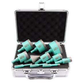 Diamond Core Drill Bits Set 11pcs Tile Hole Saw Kit Triangle Shank(6/6/8/20/25/28/35/45/50/65mm/35mm Diamond Chamfer bits)