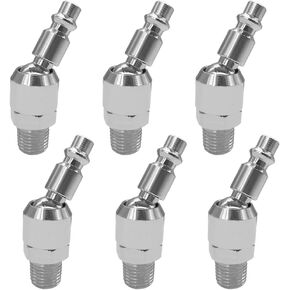 6PCS 1/4 Inch NPT Male Industrial Swivel Air Plug, Steel Chrome Plating 360 Degrees Hose Quick Connect, Air Compressor Pneumatic Coupler Fitting Adapter