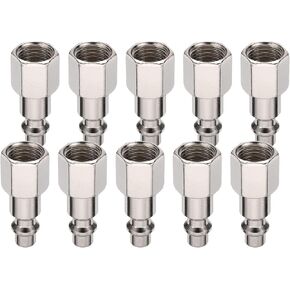 HARFINGTON 10pcs Industrial Air Plug 1/4" NPT Female M Style High Flow Quick Connect Air Fittings Air Compressor Accessories