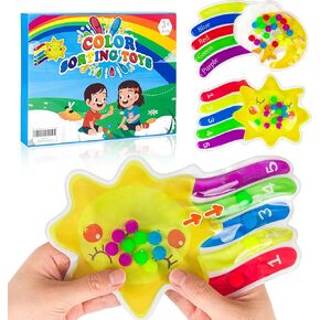 2 Pack Color Sorting Sensory Toys, Fine Motor Skill Games Learning Toys for Toddlers, Color Matching Fidget Sensory Toys for Calm Down, Preschool Learning & Educational Montessori Toys with Autism