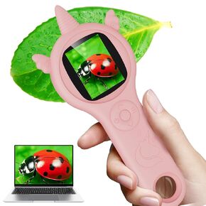 Microscope for Kids,Souroyea Portable Handheld Microscope,Mini Digital Microscope for Kids Educational Science Toys, Christmas Birthday Gifts for Age 3 Years Girls & Boys Old,Pink
