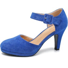 LIURUIJIA Womens Closed Toe High Heels Pumps D'Orsay Ankle Strap Comfortable Platform Heels Shoes Casual Dressy