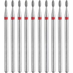 HARFINGTON 10pcs 100-120 Grits Diamond Grinding Bit 2.3mm Oval Head 2.35mm Shank 4mm Length Stone Sanding Drill Bits Rotary Tool for Ceramic Glass Grinding, Polishing