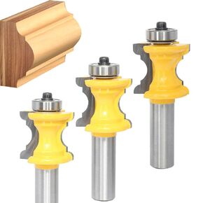 3Pcs Bull Nose Bead Molding Router Bit,1/2" Shank 1" CL,Bullnose and Cove Columns for Furniture Edge Trim,Wood-face Cutter for Architraves Profiles,Framing and Edge Moulds (3Units/Pack)