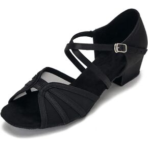 Low Heel Ballroom Dance Shoes Women Latin Salsa Practice Dancing Shoes 1.5 Inch Heel ZB14