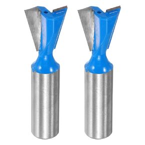 HARFINGTON 2pcs Dovetail Router Bit 1-1/4" Diameter 1/2" Shank Tungsten Carbide 14 Degree Dovetail Joint Drill Bit for Box Drawer Cabinet Joints Fine Woodworking