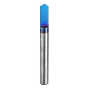uxcell V Groove Router Bit 0.005" Tip 15 Degree 1/4" Shank 2-1/2" Length CNC Engraving Bits with Nano Blue Coated Solid Carbide Cutter for Fine Carving Sign Making 2pcs