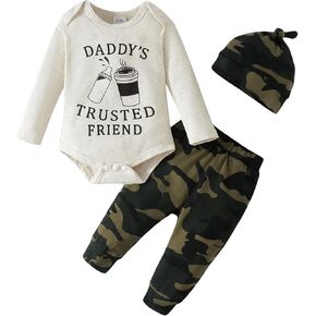 Infant Newborn Baby Boy Clothes Fall Winter Outfit Long Sleeve Romper Bodysuit Pants Set Toddler Clothe Boys