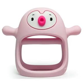 Yummy Baby Cute Penguin Teething Mitten for Babies, Easy to Hold, No-Drop Design, Silicone Baby Teether Toys, Relief from Teething Pain, Nipple Shaped Penguin Hands Comfort Gums (Gray)