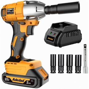 High Torque Power Impact Wrench 1000N.m (740ft-lbs) with 2X 4.0AH Battery 1/2 inch Cordless Electric Impact Gun Brushless Impact Driver for Car Include Fast Charger,5 Sockets and Storge Box