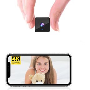 Rettru 4K Mini Spy Camera,1800mAh Battery,WiFi Home Security Cameras Tiny Office Cams with 100Days Standby Phone APP AI Human Detection Auto Night Vision