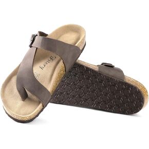 FITORY Women's Cork Footbed Slide Sandals with Comfort Suede Lining,Summer Arch Support Flat Sandals Size 6-11
