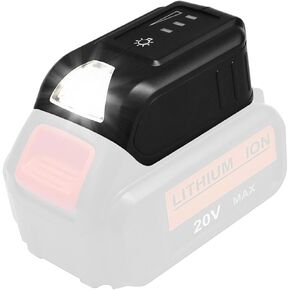 for Dewalt 18V Battery Adapter DCB090 USB Phone Charger, Compatible with Dewalt 18V 20V Power Tools Lithium-ion Battery with LED Work Light, Portable USB Power Source Converter