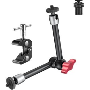 Magic Arm Camera Mount with Super Clamp, Articulating Arm Load Capacity 5.5 LBS, Camera Mounts & Clamps with 1/4" and 3/8" Threads for Camera Field Monitor, LED Light, Camera Rig - MS01