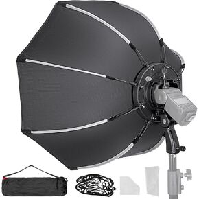 FOMITO On-Camera Octagonal Softbox 25.6 inch/65cm Quick Release Light Soft Box KS2-65 with S-Type Bracket Mount, Honeycomb Grid for Canon Nikon Yongnuo Godox Neweer Flash Speedlite