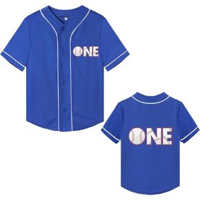Mowbeat Baby Baseball Jersey One Print 1 Year Old Birthday Shirt Short Sleeve Button Tee 1st Infant T Shirt in Saudi Arabia