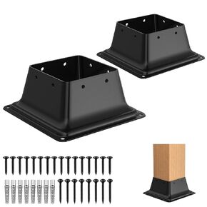 4x4 Post Base 10Pcs, Internal 3.6"x3.6" Heavy Duty Powder-Coated Steel Post Bracket Fit for Standard Wood Post Anchor, Decking Post Base for Deck Porch Handrail Railing Support