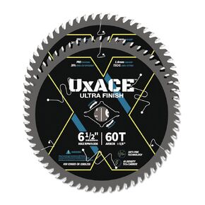 6-1/2-Inch 60-Tooth Circular Saw Blade with 5/8-Inch Arbor, Ultra Finish Wood Cutting, Carbide Tip, Thin Kerf, for Plywood, MDF, OSB, Laminated, 2 Pack