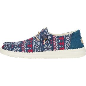 Hey Dude Wendy Winter Sweater Navy/Multi Size 6, Women’s Shoes, Women’s Slip-on Loafers, Comfortable & Light-Weight