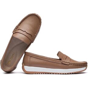 Women's Loafers Moccasin Casual Slip On Flat Shoes Comfortable Leather Driving Loafers Lightweight Nurse Work Shoes