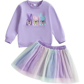 Toddler Baby Girl Christmas Outfit Santa Claus&Gingerbread Print T-shirt and Tulle Tutu Skirts Little Girls Clothes