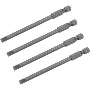 uxcell 4 Pcs Slotted Screwdriver Bits 6mm 4" Length 1/4" Hex Shank Magnetic Flat Head Drive Bit Holder for Power Screwdriver Drill Impact Driver