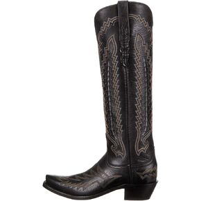 Women's Knee High Cowboy Boots Classic Embroidered Low Chunky Heel Cowboy Boots