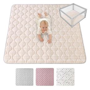 Large Padded Play Mat 50" x 50" – Extra Thick 0.6" Soft Playmat for Newborns in a Beautiful Hygge Beige Design – Baby Play Mat with Non-Slip Backing for Crawling, Playing and Tummy Time