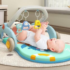 Baby Gym Play Mat 2-in-1 Baby Activity Center Playing Mat Tummy Time Toddler Play Mat for Newborn to Toddler