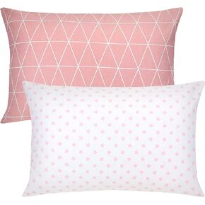 Baby Girl Pillowcase 2 Piece Cotton Toddler Pillowcases Cotton Travel Pillow Case for Sleeping Fit Pillow Sized 13"x 18" or 14"x19", Pink Envelope Style Travel Pillowcase for Girls Boys