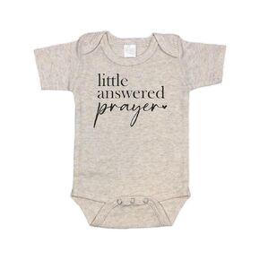 Surprise Pregnancy Announcement Infant Bodysuit - Little Answered Prayer - Gift for Grandparents, Aunts, Uncles, Family (Natural)