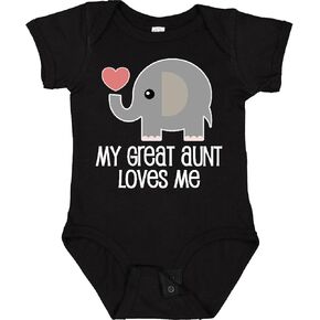 inktastic Great Aunt Loves Me Elephant Baby Bodysuit