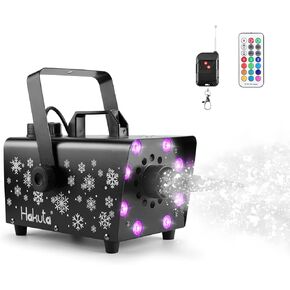 Snow Machine, Hakuta 800W Snow Machine with 8 LED RGB Lights, 13 LED Lighting Colors and 2 Remotes, Perfect for Christmas, Halloween, Valentine's Day, Wedding, Parties and DJ Stage