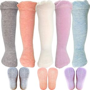 MOLUMIX Baby Knee High Grip Socks, Toddler Non-Slip Socks for Boys and Girls…